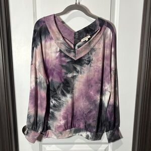 Sweet Lovely by Jen Purple and Black Tie-Dye top - NWOT